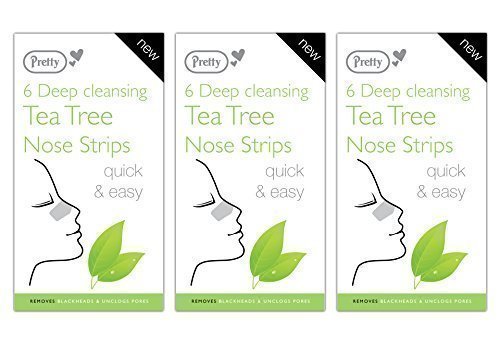 18 Pretty Deep Cleansing Tea Tree Nose Strips (3 Packs of 6) - Removes Blackheads & Unclogs Pores