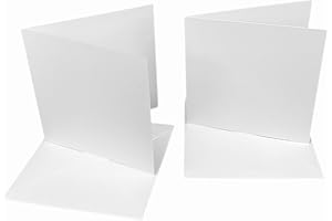 DJP 7x7 Bright White Card Blanks & Envelopes - 300gsm Card Pre-Creased for Easy Folding - Pack of 50
