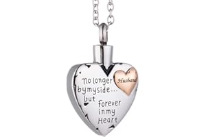 MCJKP No Longer By My Side Forever in My Heart Cremation Jewellery Urn Necklace for Ashes for Mama Ashes Holder Keepsake Pendant Memorial Gifts