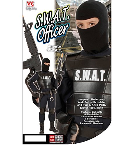 Widmann 5534 – Kinderkostüm S.W.A.T Officer Anzug mit Weste, Gürtel, Maske, Knie- und Ellenbogenprotektoren - 4