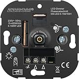 dimmer unterputz drehdimmer Für dimmbare LED-Lampen - Dieser Dimmer deckt eine große Bandbreite ab! Es sind mit dem EBROM Typ 1001 sehr viele LEDs dimmbar, jedoch kann es immer Hersteller von Leuchtmitteln geben welche sich nicht optimal bis auf 5 oder 10 % dimmen lassen, dies ist kein Mangel des Dimmers und der Dimmer muss einfach getestet werden, Kompatibilitätsfragen zu LEDs beantworten wir gerne! Der EBROM Dimmer 1002 Universal Pro deckt eine noch größere Bandbreite von über 99 % ab, auf Amazon erhältlich!
