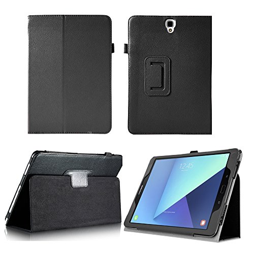 Ultra-slim leather Xeptio case for Samsung Galaxy Tab S3 T820 T825, book cover with stand for tablet PCs cover, PU leather, blue.