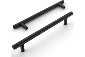 Amerdeco 12 Piezas Tiradores de Cocina 160mm Tiradores de Acero Inoxidable Negro para Armarios, Cajones y Puertas Correderas UK0009