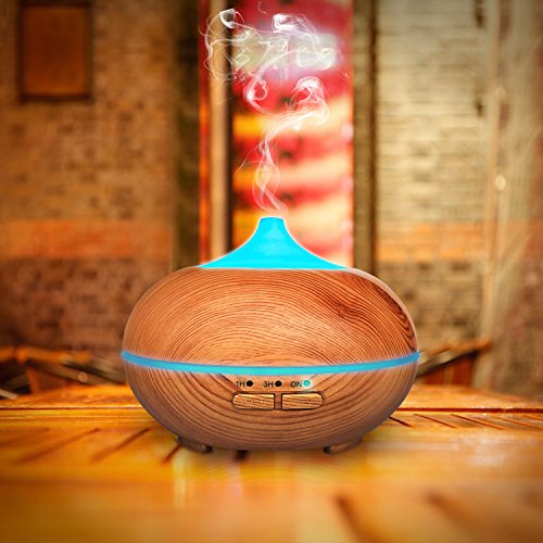 Aroma Diffuser, MaxTronic 150ML Ultraschall Öl Diffusor Holzmaserung Luftbefeuchter Duftzerstäuber Humidifier Aromatherapie Diffusor mit 7 Farben LED Licht und Abschaltautomatik für Babies Kinderzimmer Haus, Wohnzimmer, Schlafzimmer, Büro, Yoga, Spa, Raum - 2