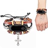PU Lederarmband für Xiaomi Mi Band 2 | Vintage Böhmen Sicken Weben Ersatz Armband | Chain Watch Hook Buckle Uhr Seil Ketten wickelnde Strick Analoge Uhrenarmband | für Herren Damen ---- (Braun)
