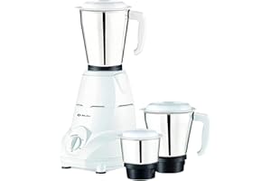 Bajaj Rex Indian Mixer Grinder 500W|Mixie For Kitchen With Nutri-Pro Features White|3 SS Mixer Jars For Heavy Duty Grinding|Extra International Adaptor|1 Month Warranty|2 Year Motor Warranty