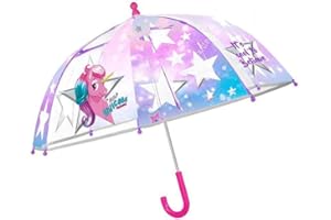 PERLETTI Parapluie Cloche Enfant Transparent et Licorne - avec Bordure phosphorescente - Parapluie Fille Rose