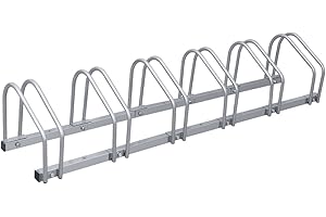 Fiqops Fahrradständer, Mehrfachständer, Fahrradhalter Bodenständer, Aufstellständer Fahrrad Ständer Boden, Wand Montage Metall Platzsparend Wandhalterung(Für 6 Fahrräder, Silber)