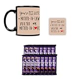 YaYa Cafe™ Birthday Gifts for Mother in Law You are My Mother in Love Mug, Coaster with 5 Pcs Dairy Milk Chocolates Gift Combo