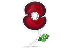 THE ROYAL BRITISH LEGION Official Royal British Legion Poppy with Crystal Stem and Leaf Pin