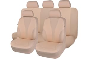 Flying Banner 9 pcs Beige Cloth Fabric Universal Car Seat Covers Set Airbag
