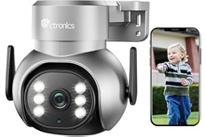 ctronics PTZ Telecamera Wi-Fi Esterno, Videocamera Sorveglianza con Visione Notturna a Colori 30M, Rilevamento Umano/Auto Tracking, Possibilità di Montaggio a Parete e a Soffitto