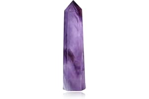 XIANNVXI XIANNVI Amethyste 10cm 4" Colonne de Cristal Hexagonale Baguette en Cristal de Guérison Pointe de Cristal Polie pour Reiki, Chakra, Méditation et Décoration, Cadeau