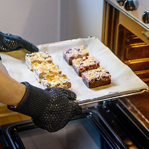 Premium Ofenhandschuhe (2er Set) bis zu 500 °C – Kühler und angenehmer Schutz vor Hitze – EN407 Beglaubigte Grillhandschuhe – Extra lange Topfhandschuhe für extreme Sicherheit - 4