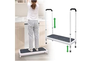 MYBOW Step Stool with Handle for Elderly Medical Step Stools Seniors Handicap High Steps Mobility Platform Steel Foot Steps with Handrails Ramp Assist for Car, SUV, Shower, Bathtub (400 LBS)