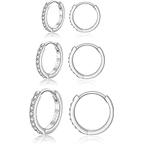 MILACOLATO Boucles D'oreilles Femme Argent 925 Aiguilles D'oreille Hypoallergénique Creoles Argent Femme étoile De Lune Mignon Creoles Zircone Cubique Cerceau Boucles D'oreilles Pour Femmes Girls-S