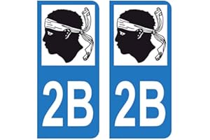 HADEXIA Autocollant Stickers Plaque immatriculation Voiture Auto département 2B Haute-Corse Logo Corse