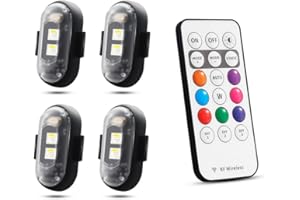 EGEN 4PCS Wireless LED Strobe Lights with Remote,8 Colors USB Waterproof Anti-Collision Led Emergency Warning Light，Car Motorcycle Drone Aircraft Bike lamp