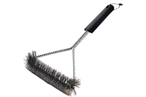 ZWMYF BBQ - Spazzola triangolare per griglia su 3 lati, 30,5 cm, in acciaio inox, colore: nero