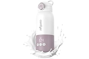 comfyer Portable Bottle Warmer on the Go for Baby, Fast Heating and Long Battery Life 12000 mAh, Two Heating Modes for Breast Milk and Water, 340 ml Capacity, for Car and Plane Travel