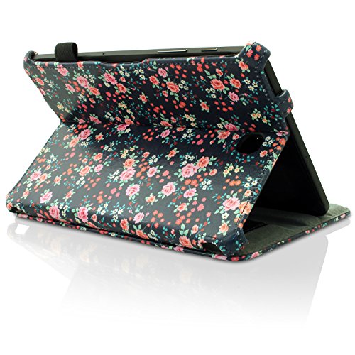 igadgitz Pink Rosen Blumen Muster PU Ledertasche Hülle Cover für Samsung Galaxy Tab S2 8“ SM-T710 mit Multi-Winkel Betrachtungs + Auto Sleep/Wake + Handschlaufe + Displayschutzfolie - 5