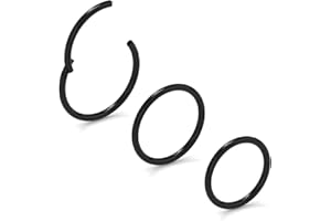 NewkeepsR 0.8/1.0/1.2/1.6/2.0/2.5/3.0/4.0mm-5/6/7/8/9/10/11/12/13/14/16mm 316L acier à charnière septum segment Clicker lèvres nez anneau Hoop Helix Cartilage Daith tragus