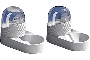 KOOMIAO Koomuao 2Pièces Distributeur Croquettes et Eau Automatique pour Chat Chien, Ensemble 2 en 1 Mangeoirs et Abreuvoirs pour Animaux Domestiques Capacité 2L (Blanc)