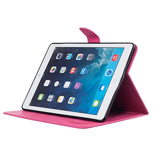 iPad Air Hülle, Deenor Stilvoll 3D Drucken Feather und Vögel Serie Brieftasche Tasche PU Leder Flip Protective Stand Tasche Schutzhülle Hülle für Apple iPad Air (2013 Version).[ Feather-Pink] - 6