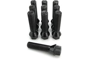 JOM Car Parts & Car Hifi GmbH 770030 Kit de 10 Vis, Boulons, boulonnerie longue M 14 x 1,25 50 mm pour les cales d'élargissement de voie de roue, jante, boulonnerie Assise / collet conique - Qualité Allemande.