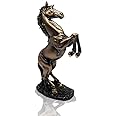 LEPENDOR 12 inch Standing Horse Resin Statue for Home Decor Animal Ornament Sculpture Rearing Horse Art Figurine Decorative - Bronze