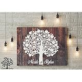 70x50 cm, Leinwanddruck-Gästebuch, Apfelbaum, Hochzeitsbaum, Wedding Tree, Rustikales Gästebuch, Leinwanddruck - Baum, Keilrahmen und Holz Motiv