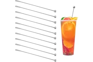 KOMKI BASONG 10 Pack Stainless Steel Stirrers,Metal Cocktail Stirrers Cocktail Stirrers Swizzle Sticks Fit for Coffee, Beverage, Cocktail