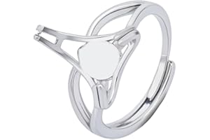 PH Pandahall 925 Base per Anello In Argento Sterling, Regolabile Porta Gemme Ad Artiglio Con Montatura a Castone per Cabochon In Vetro, Adatto per Gemme Da 17mm, 1 Pezzo