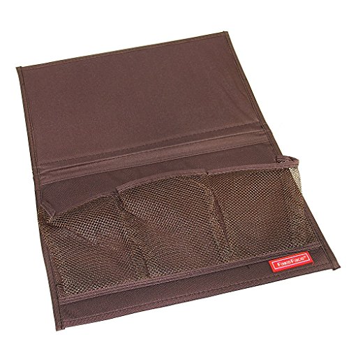 FakeFace Bettablage Sofa Aufbewahrungstasche Bed Organizer für Buch Fernbedienung Handy Magazin BRAUN - 8