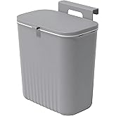 HomeEssentials Plastic Kitchen Dustbin - Modern Lightweight Hanging Garbage Bin for Home/Office | 9 Liters | Open-Top with Ha