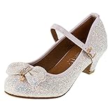  Cherine Festliche Mädchen Glitzer Pumps Leder Innensohle M383ws Weiß 35