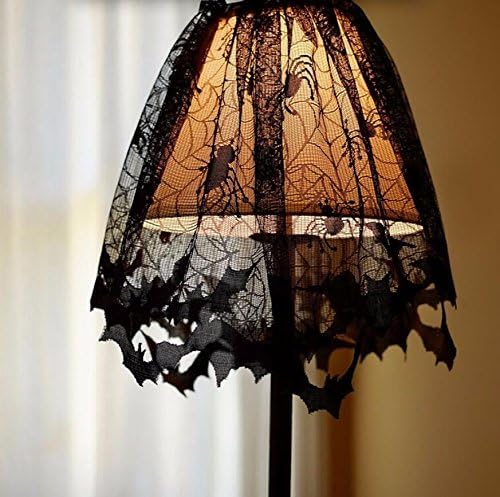 TYKusm Halloween Lace Gothic Style Lamp Shades Black Bats Spiders Lampshade