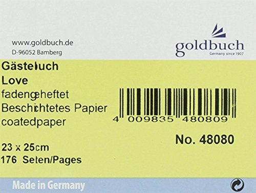 Goldbuch Gästebuch mit Lesezeichen, Love, 25 x 23 cm, 176 weiße Blankoseiten Schreibpapier, Beschichtetes Papier mit Silber- und Rotprägung, Weiß, 48080 - 6