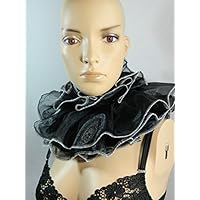 Halskrause schwarz weiß Kragen Clown Harlekin Pierrot Verkleidung Kostüm Halsband Mühlsteinkragen