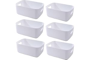 NCRGB Almacenaje Plastico,Cajas Organizadoras Cestas Almacenaje Cestas Organizadoras,Organizador de Armario de Cocina de Baño,Caja de Almacenaje de Cocina para Cocina (20x14x7cm, 6 Blanco)
