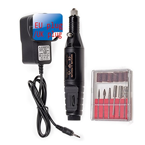 JZK® Professional Pen Shape Electric False Nail Art File Drill Manicure Pedicure Machine Tool Set (UK Location) (Black)
