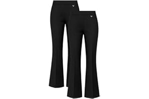 LISTERS SCHOOLWEAR Pack of 2 - Girls Flared Jersey School Trousers Pull Up Wide Leg School Uniform Butterfly Pendant Ages 3-16y