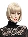 Tsnomore Short Straight Mix Color Fashion Full Bangs Soft Touch Bob Women Wig (Light Blonde)