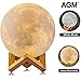 Produktbild Mond Lampe, AGM LED 3D Druck Moonlamp 15 cm Dimmbar Mond Nachtlicht Berührungssteuerung Stimmungslicht mit Holzhalterung für Kinderzimmer Schlafzimmer Cafe Bar Esszimmer (5,9 Inch-new)