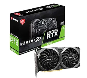 MSI Gaming GeForce RTX 3060 12GB 15 Gbps GDRR6 192-Bit HDMI/DP PCIe 4 Torx Twin Fan Ampere OC Graphics Card (RTX 3060 Ventus 2X 12G OC), Black