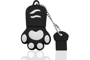 ADRREYUFNY Memoria USB 64GB, Pendive USB 2.0 Flash Drive 64GB Lovely Forma de Pata de Gato Memoria Stick para PC, Tabletas y Regalo ect (Negro)