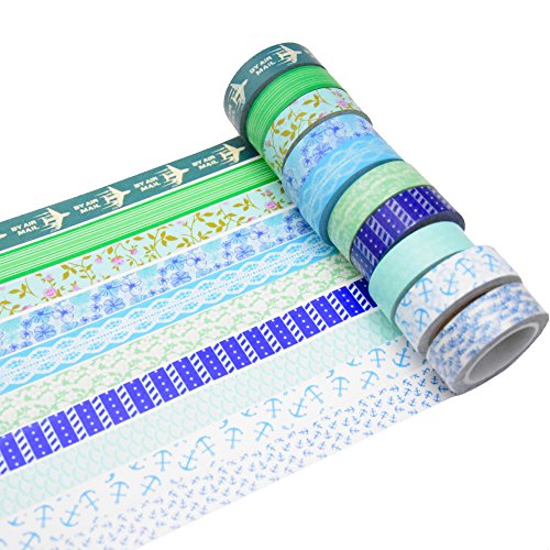 K-LIMIT 10er Set Washi Tape Dekoband Masking Tape Klebeband Washitape Scrapbooking DIY 5547