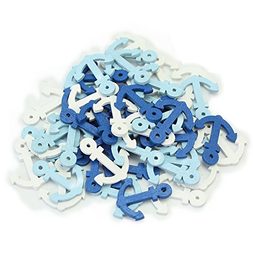 Pinzhi 50Pcs gemischte Farbe Mini-hölzernes Meer-Anker-Fertigkeit Scrapbooking Verschönerung-Dekor