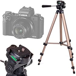 DURAGADGET Trípode Profesional para Cámara Sony DSC-H300 / Sony DSC-H400 / Canon Powershot G5 X - con Nivel De Burbuja