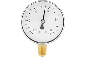 Akozon Manometer, 1/4 Zoll NPT 0-10 Bar Luft Öl Wasser Hydraulik Manometer Seitenmontage